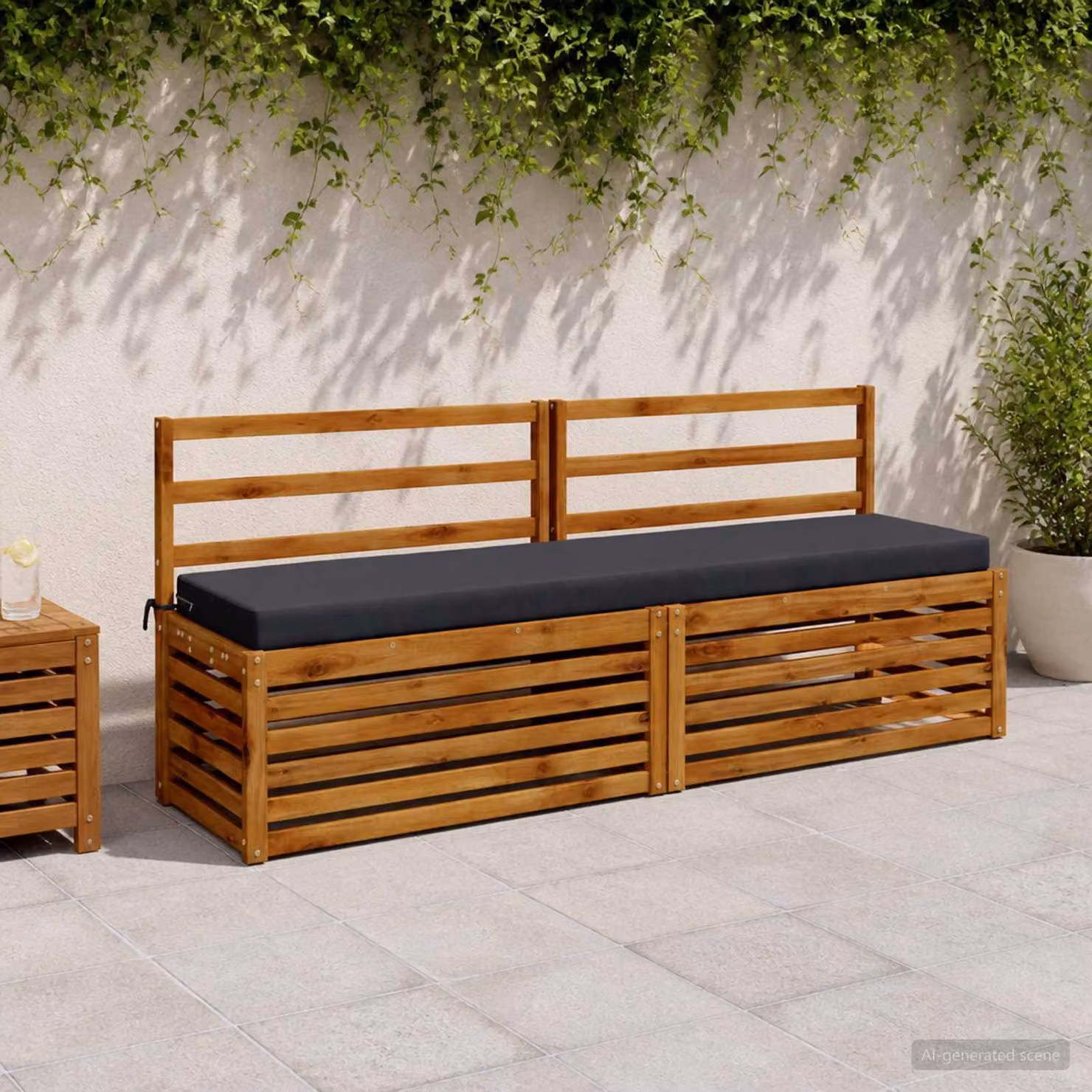 Set di 2 cuscini per panchina vidaXL in poliestere, modello moderno rettangolare, blu o antracite, L 180 x P 40 cm