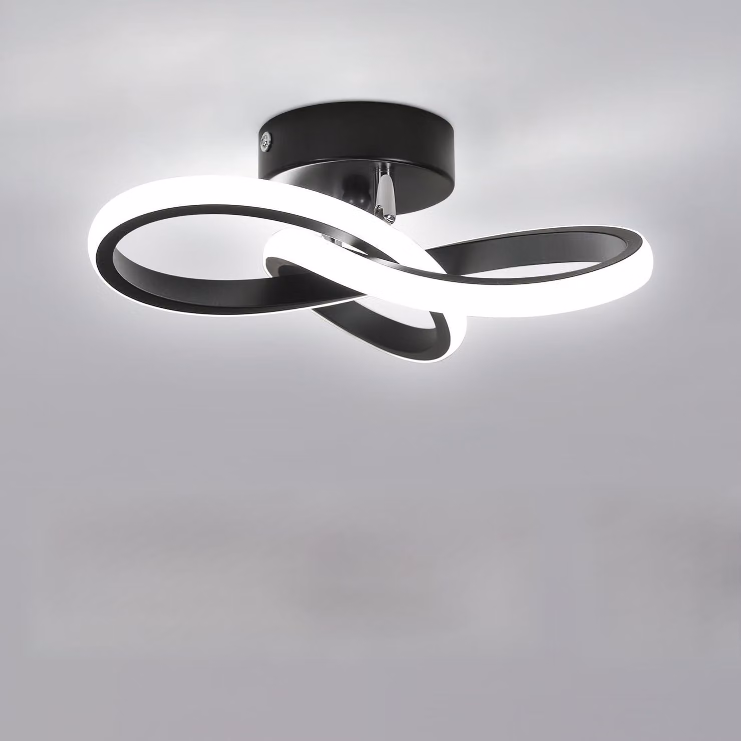 Comely, plafoniera LED nera, 25x25 cm, 22W, dimmerabile. Plafoniera moderna in alluminio, luce bianca calda (3000K), luce naturale (4500K) e luce bianca fredda (6500K), ideale per camera da letto, soggiorno, cucina e corridoio