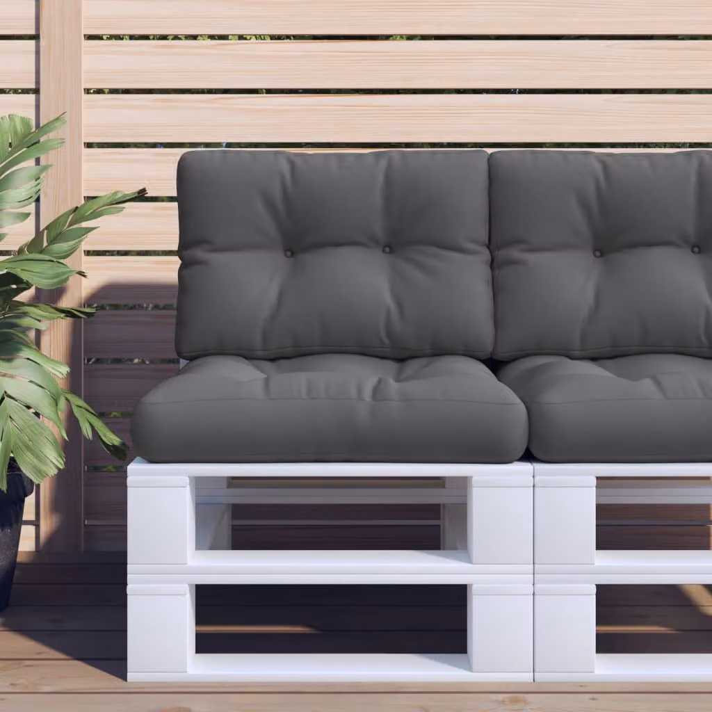 Set di 2 cuscini per pallet vidaXL in poliestere, colore antracite, resistenti ai raggi UV e idrorepellenti