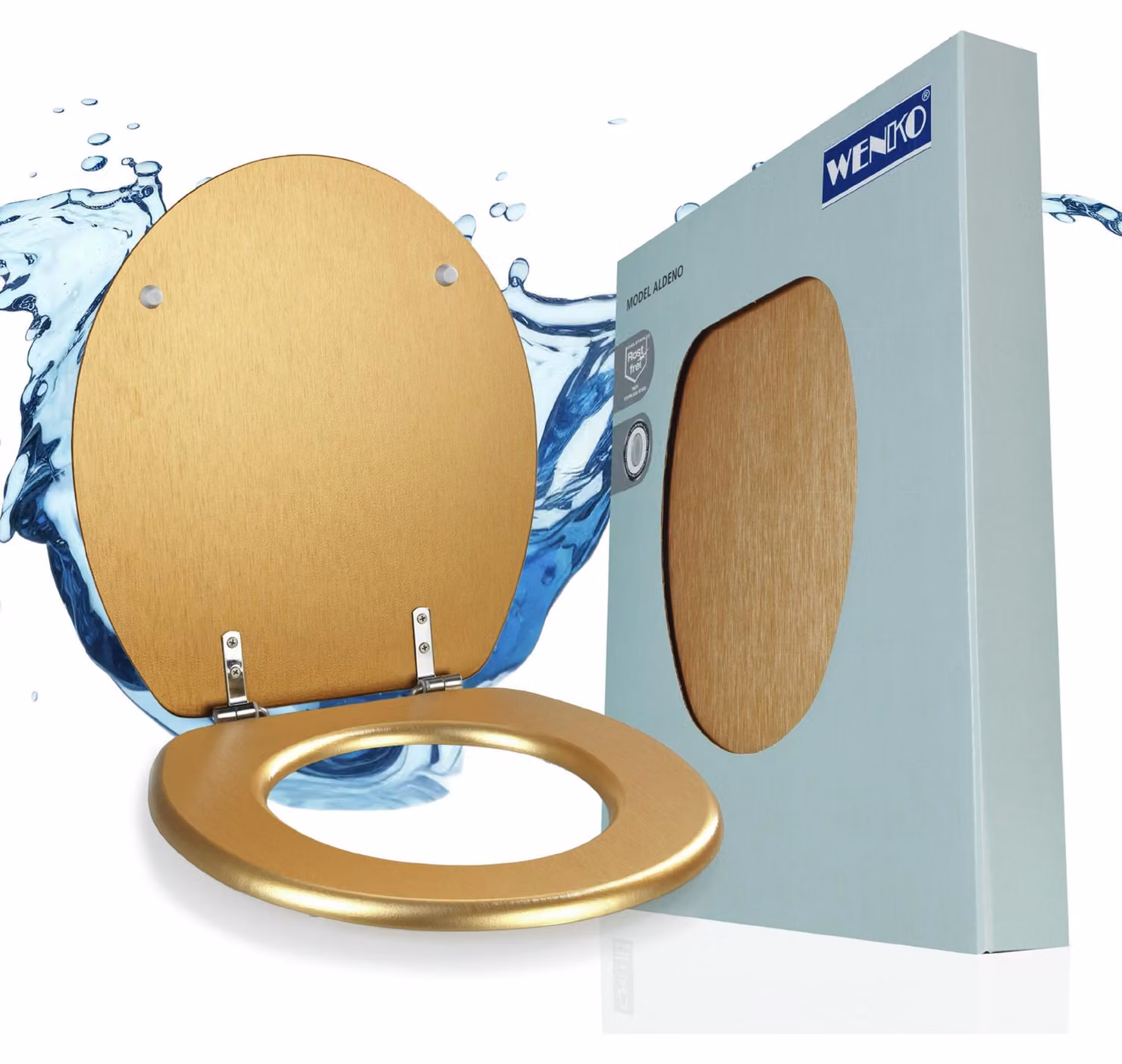 Sedile per WC WENKO Mod. Aldeno Oro opaco, in MDF