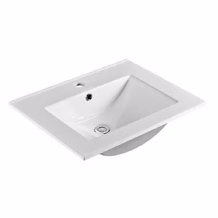 Mereo Keramika - Lavabo Slim, 610x460 mm, con troppopieno, foro per rubinetto, bianco UC6146