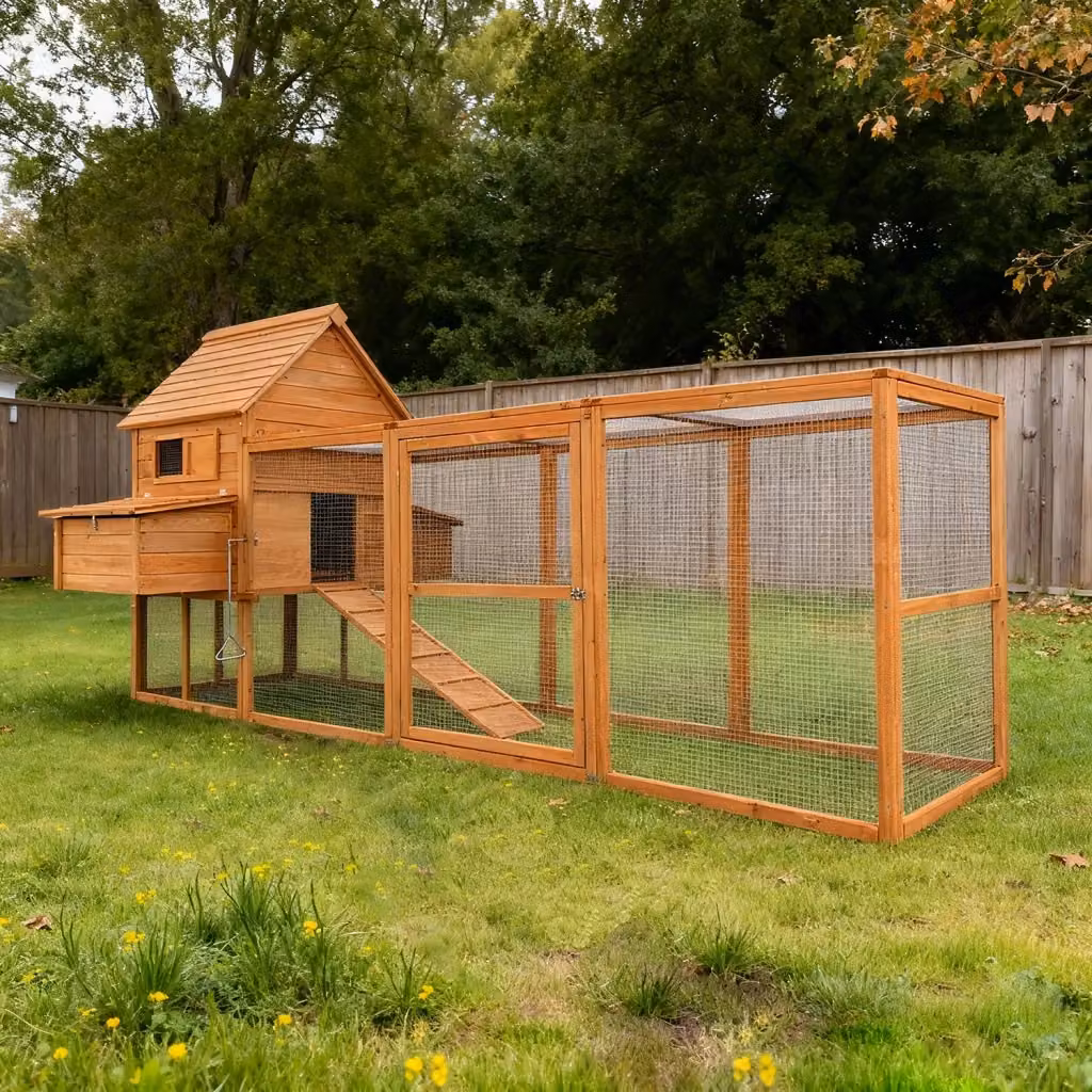 Pollaio per galline da esterno Giordanoshop con 1 casetta e area esterna in legno di abete impregnato L: 310 cm, P: 150 cm, H: 150 cm – 2