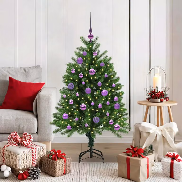 Albero di Natale vidaXL con 150 LED a luce bianca calda, colore verde, Altezza: 120 cm