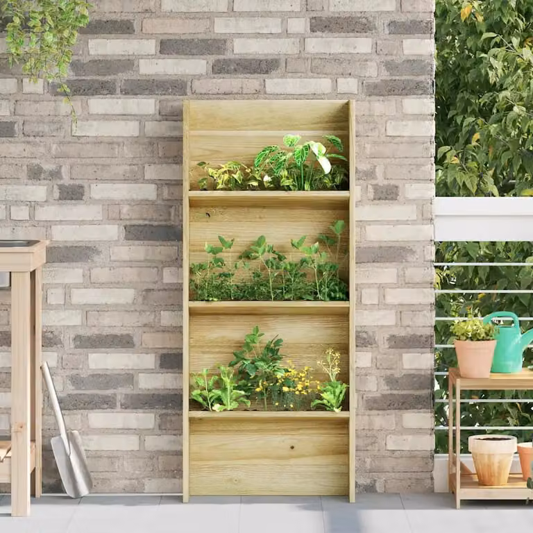 vidaXL Mensole per piante in legno di pino marrone stile rustico L 50 cm, P 15 cm, H 117 cm