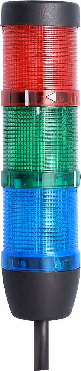 Colonna luminosa STEX24 blu-verde-rossa, 50 mm, 24 V CA/CC, luce lampeggiante a LED Cavo 0,6 metri, SS50-OB3/24 135 Tecnica di collegamento: