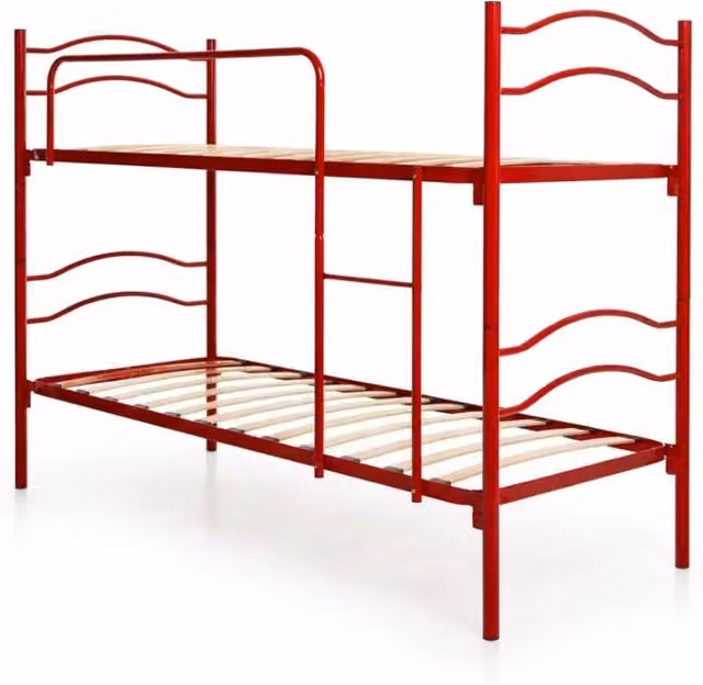 Letto a castello a due livelli per bambini in metallo rosso 80x190 cm