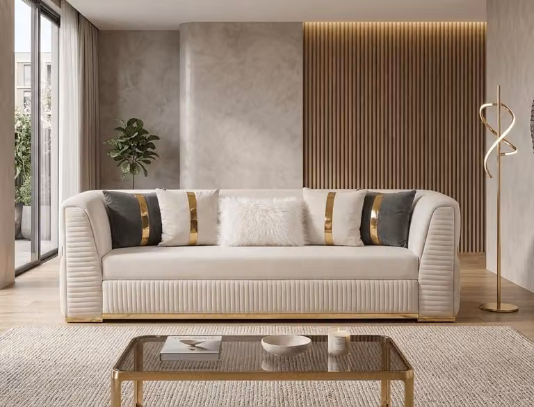 Divano elegante a tre posti, ideale per un arredamento moderno e confortevole