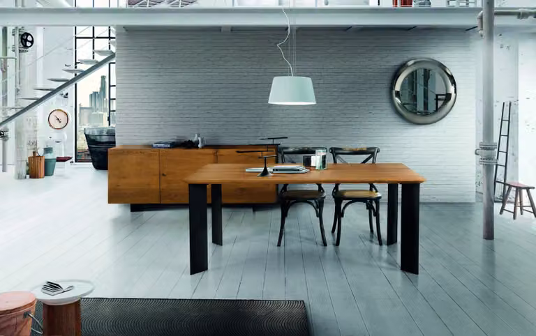 Tavolo PARIOLI massello rovere nodato sp. 4 160×90 cm (Grano) con gambe tradizionali