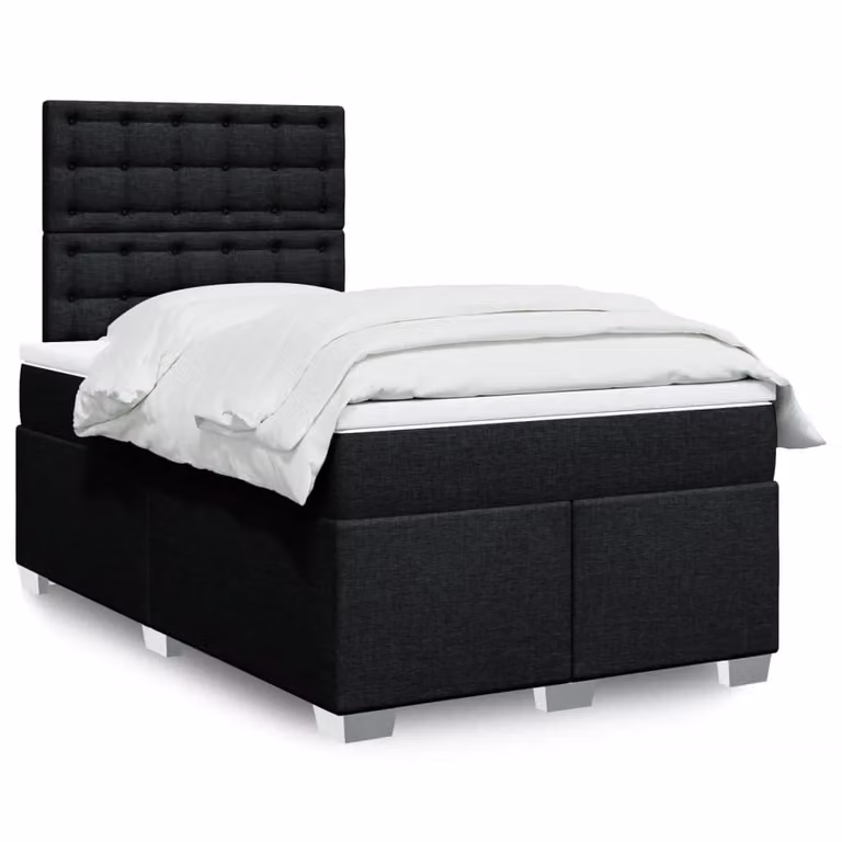 vidaXL Letto Ibrido con Materasso e Giroletto in Tessuto Nero e Bianco L/P/H: 120 x 200 x 150,5 cm