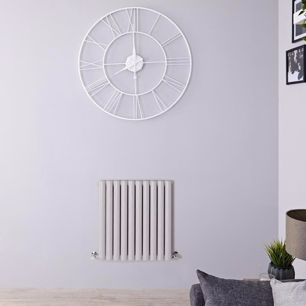Radiatore di Design Orizzontale Doppio Grigio Chiaro - 635 x 595mm - 740W - Revive