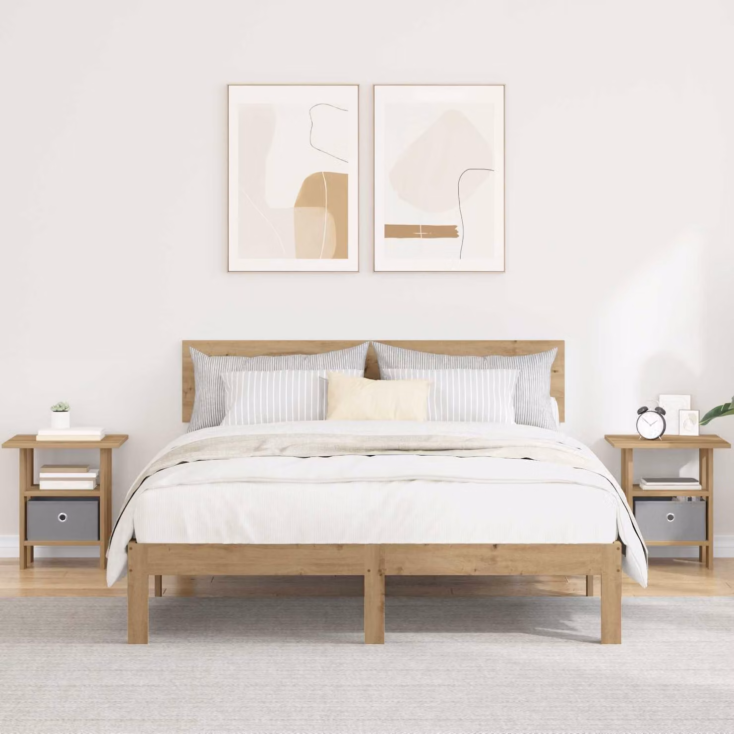 Set di 2 comodini vidaXL in stile moderno color rovere, L 41 cm x P 40 cm x H 45 cm