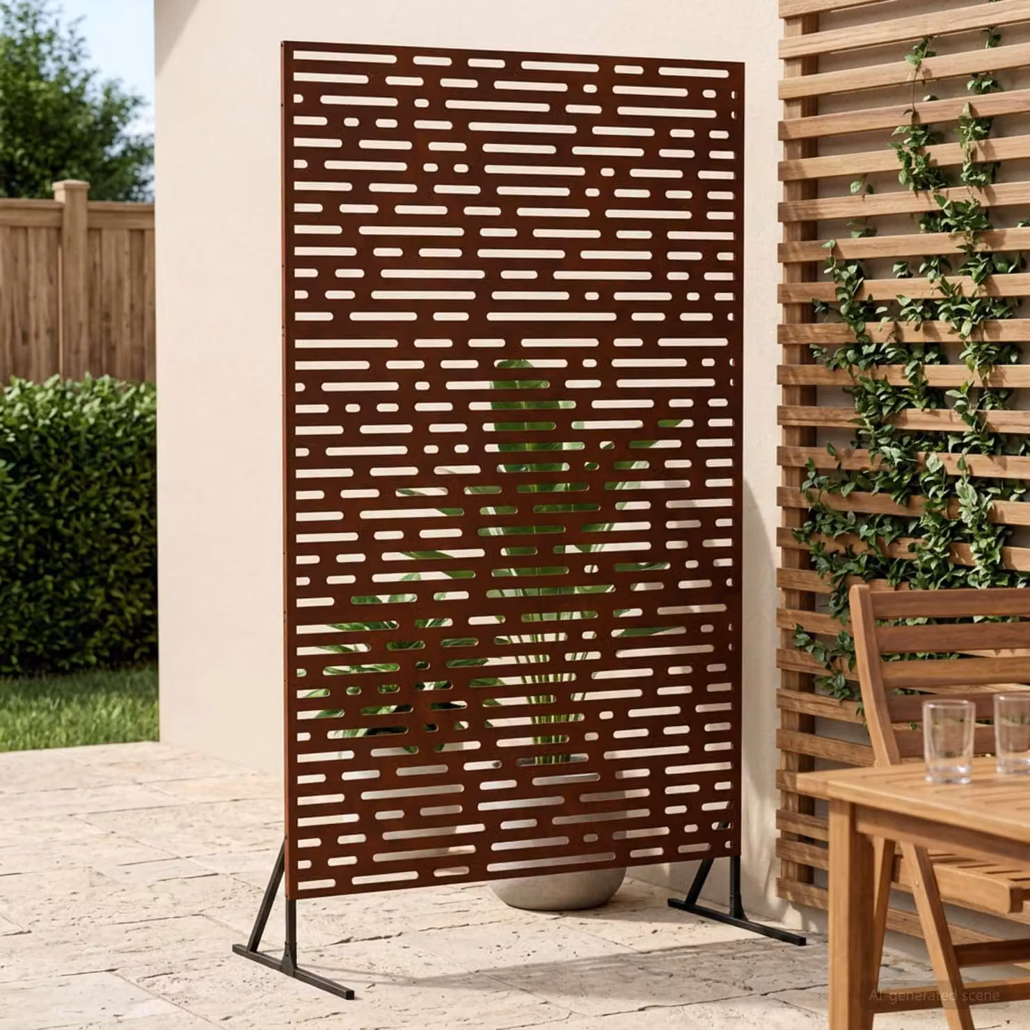 Paravent per privacy vidaXL in acciaio semi-trasparente, colore marrone, L 100 x P 50 x H 180 cm
