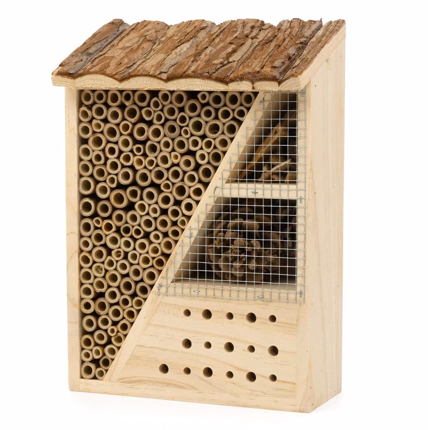 Solidchoice - Albergo per insetti in legno, con bambù e corteccia