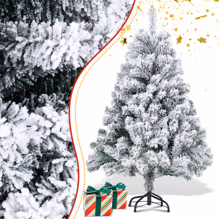 Jayseuw 120cm albero di Natale artificiale con neve incl. 340 aghi in PVC, supporto in metallo, abete, albero di Natale