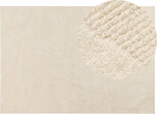 Tappeto Beliani in lana e poliestere con motivi astratti minimalisti beige L: 230 cm, P: 160 cm