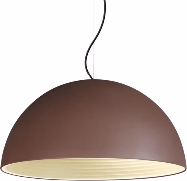 Lampada a sospensione Ideal Lux Folk in metallo e tessuto, design moderno a cupola, colori bianco e marrone o nero
