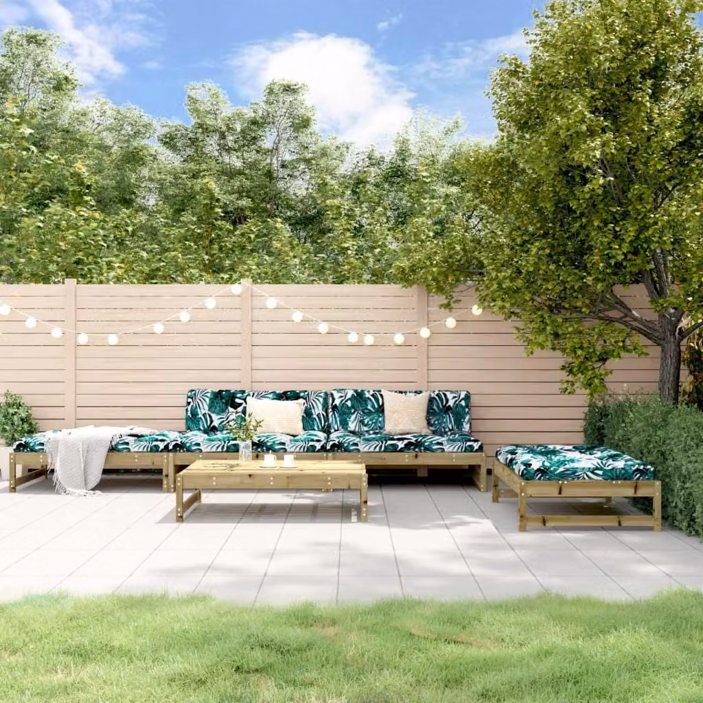 The Living Store Set da giardino 5 pezzi con cuscini Legno di pino impregnato
