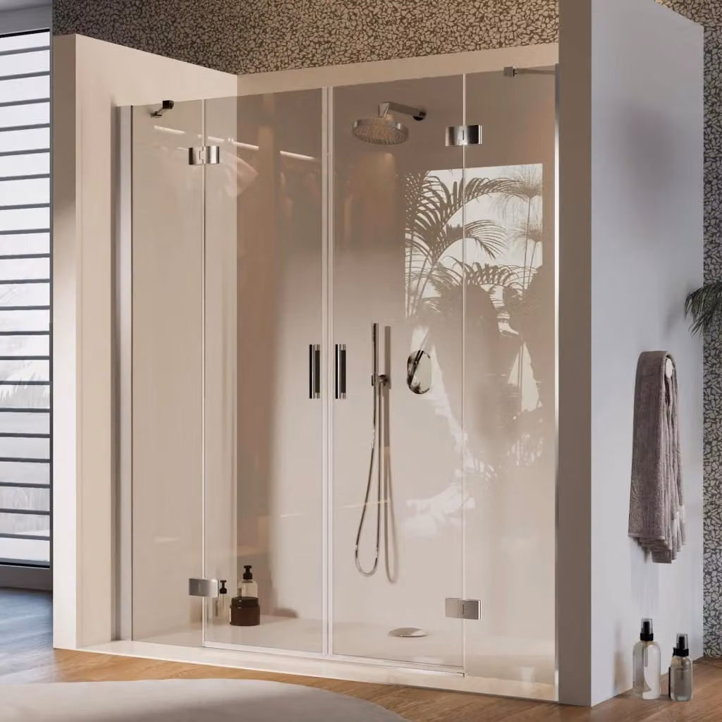 Porta Doccia Fosterberg Herning con 2 Ante Battenti, Cristallo Trasparente da 6mm, L: 240 cm, H: 190 cm – 2