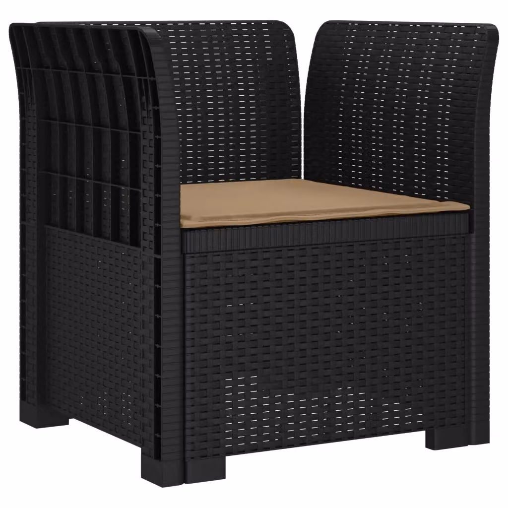 Poltrona singola moderna vidaXL in rattan effetto antracite per giardino e balcone L: 70 cm, P: 62 cm, H: 68 cm – 2