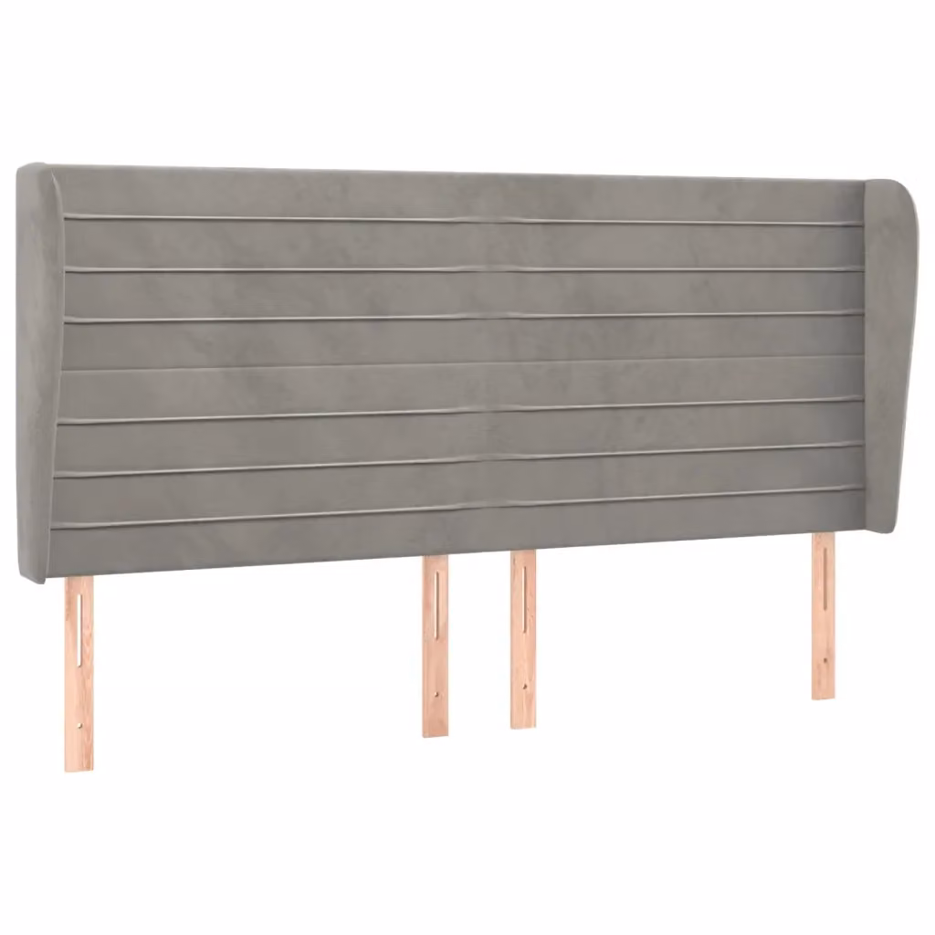 Testiera con Orecchie Design Mania in Velluto Grigio Chiaro L: 203 cm, P: 23 cm, H: 118/128 cm – 2