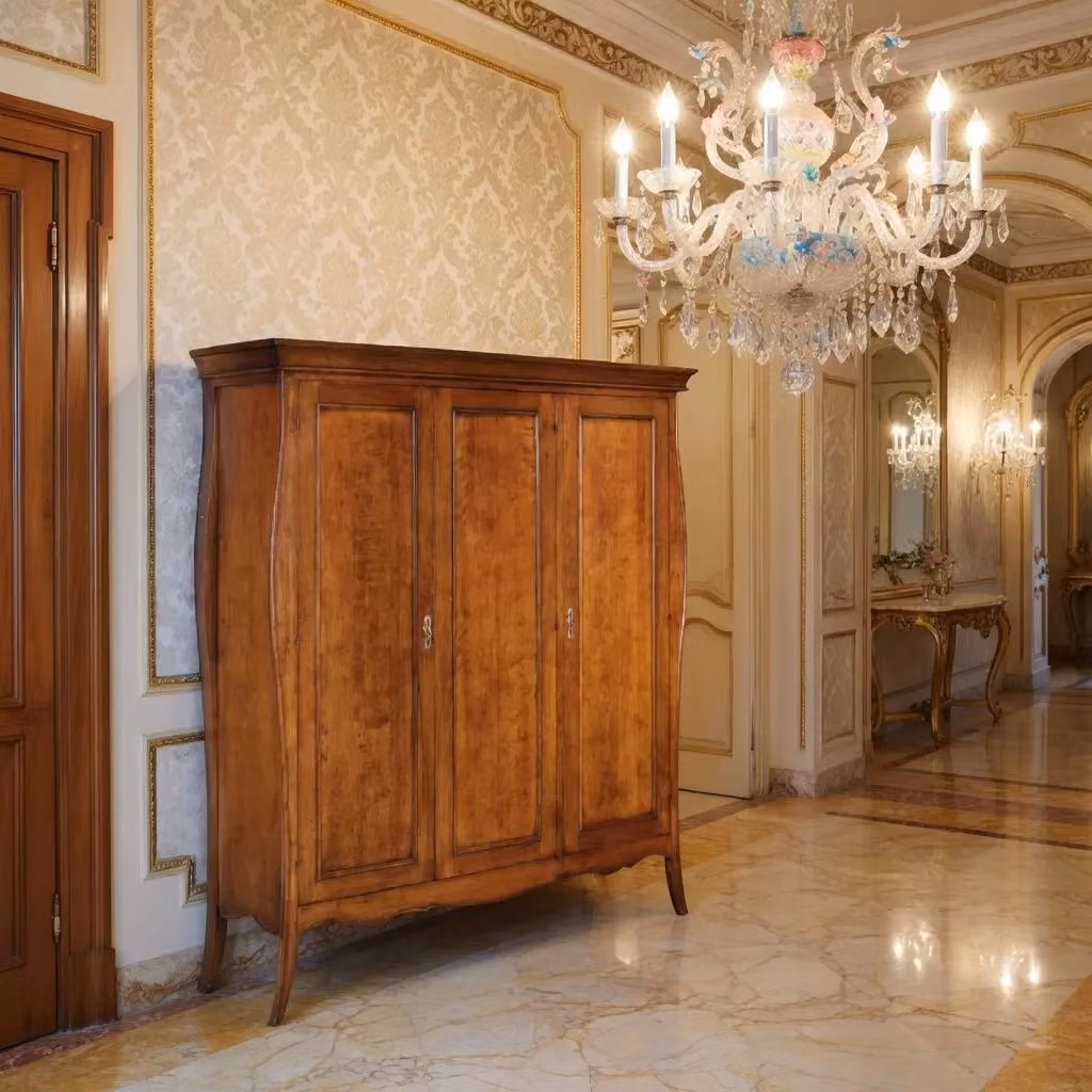 Armadio Arte Povera Mobili 2G in legno con 3 ante, colore noce, L: 182 cm, P: 64 cm, H: 212 cm – 3