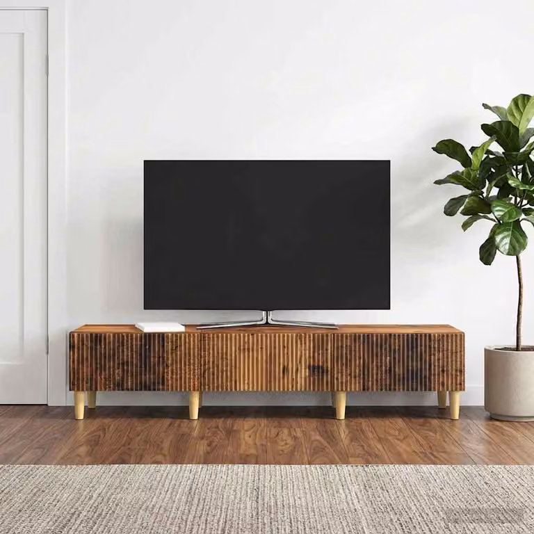 Mobile TV vidaXL in legno antico marrone con scomparti multimediali L: 147 cm, P: 34,5 cm, H: 30 cm