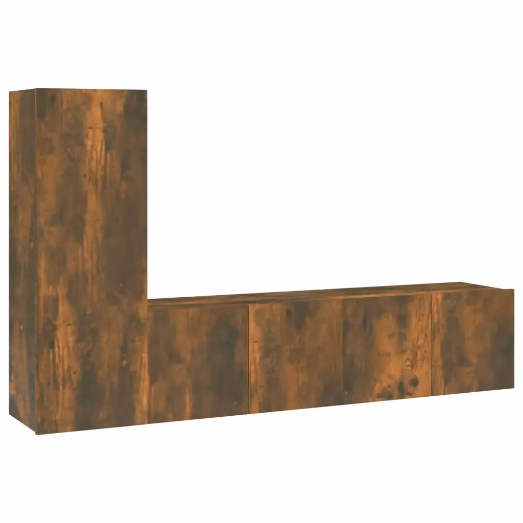 Set Mobili Porta TV 3 Pezzi in Legno Multistrato Rovere Fumo Marrone con Design Classico per Soggiorno L/P/H: 120 x 40 x 60 cm – 2