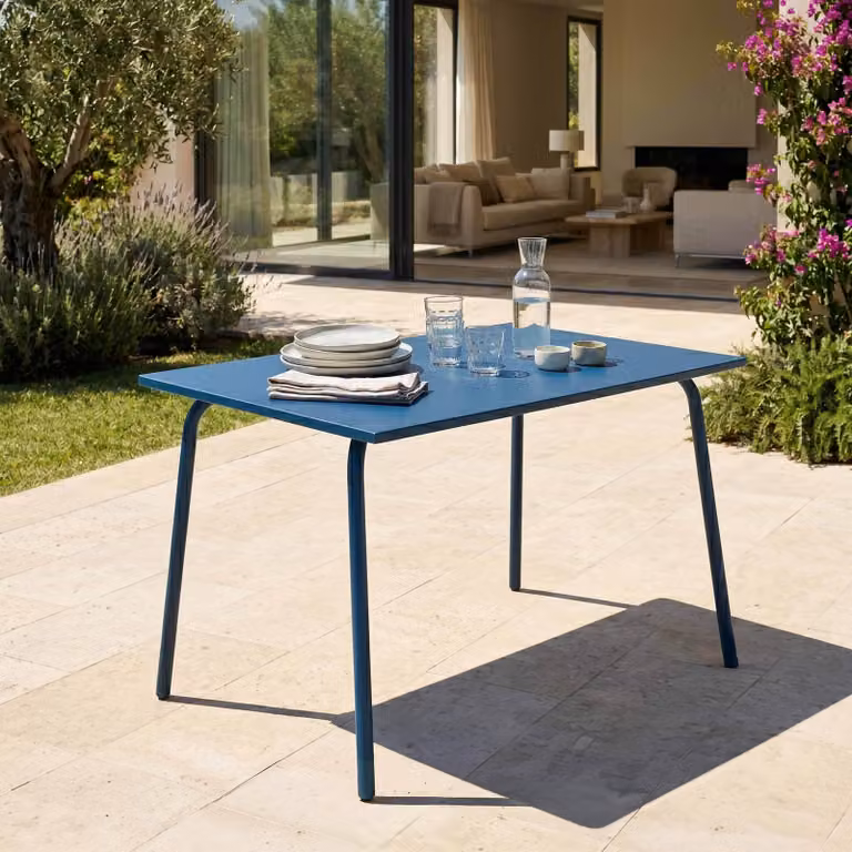 Tavolo da giardino in acciaio blu pacifico - Oviala Palavas