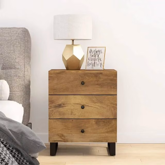 Comodino sospeso vidaXL in legno di mango e metallo marrone stile industrial L: 50 cm, P: 33 cm, H: 62 cm