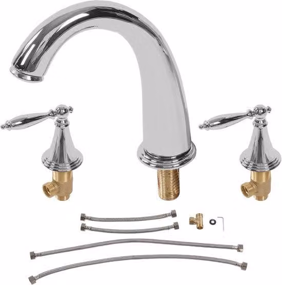Miscelatore da cucina vintage in rame, 3 vie, resistente all'alta pressione, con due maniglie, senza perdite, altezza del beccuccio 11,5 cm. Miscelatore per bagno
