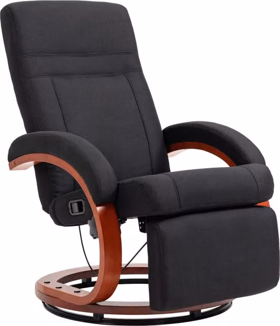 Poltrona relax reclinabile con poggiapiedi ¨C Minimal ¨C grigio scuro, tessuto lino, legno