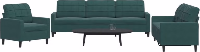 Maison Exclusive - Set divano a 3 pezzi con cuscini in velluto verde scuro