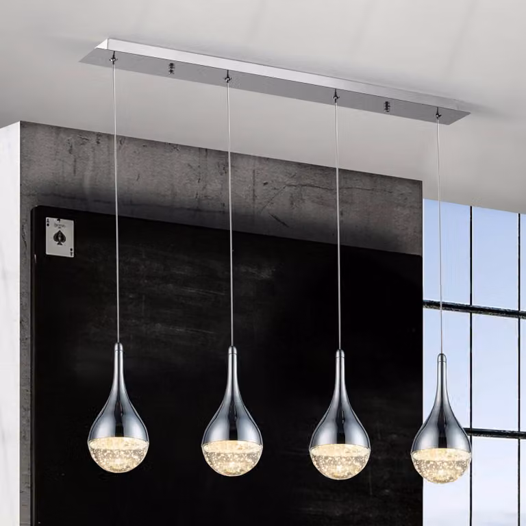 Schuller Valencia Lampada LED a sospensione Elie 4 luci, Cromo / Argento, Soggiorno / Sala da pranzo, Metallo, Moderno