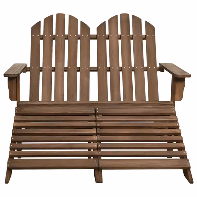 Set da giardino vidaXL a 2 posti con pouf in legno di abete marrone