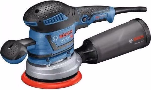 Bosch Professional GEX 40-150 Levigatrice Rotorbitale 400 W con Velocità Variabile e Fissaggio a Velcro, Colore Nero Blu Rosso