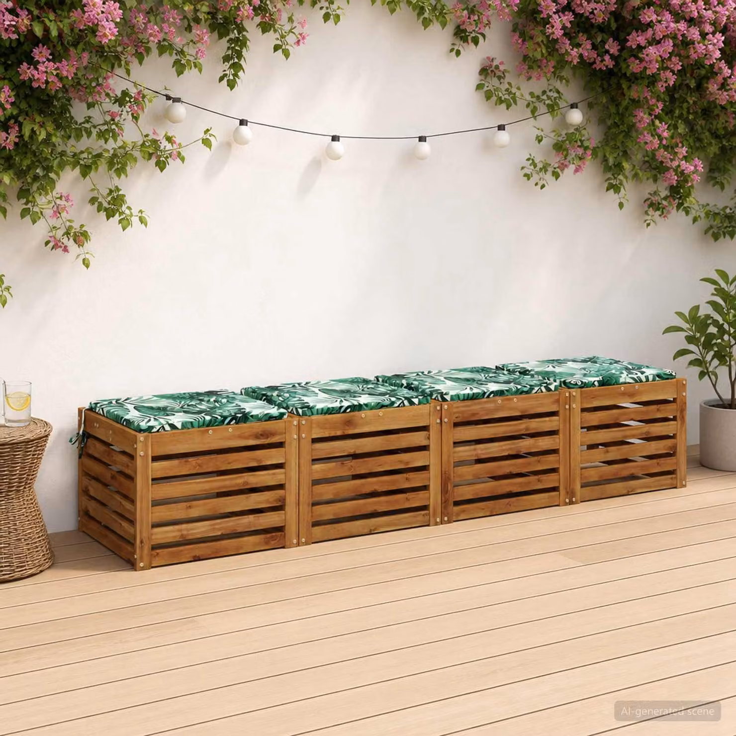 Set di 4 cuscini per sedia vidaXL in poliestere verde con imbottitura in schiuma e fodera lavabile