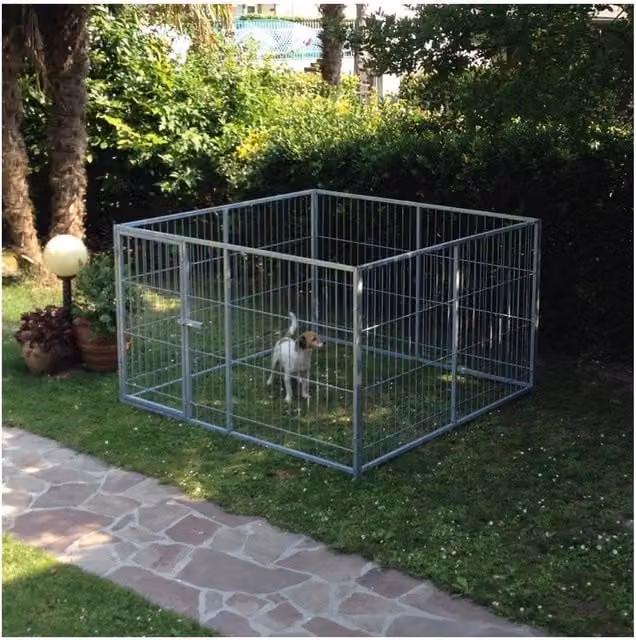 Box recinto per cuccioli in acciaio zincato SIDER BOX colore argento H: 120 cm, L: 200 cm, P: 200 cm