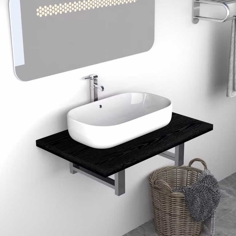 Mobile da bagno sospeso vidaXL nero moderno L: 60 cm, P: 40 cm, H: 16,3 cm
