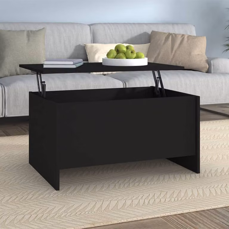 Maison Exclusive - Tavolino da caffè nero, 80x55,5x41,5 cm, realizzato in materiale composito di legno