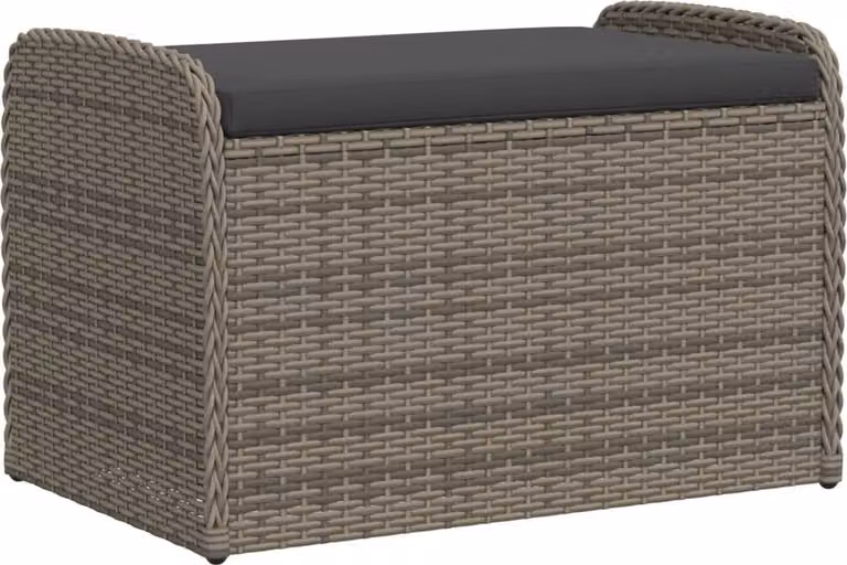 Cassapanca con Cuscino Grigia 80x51x52 cm in Polyrattan