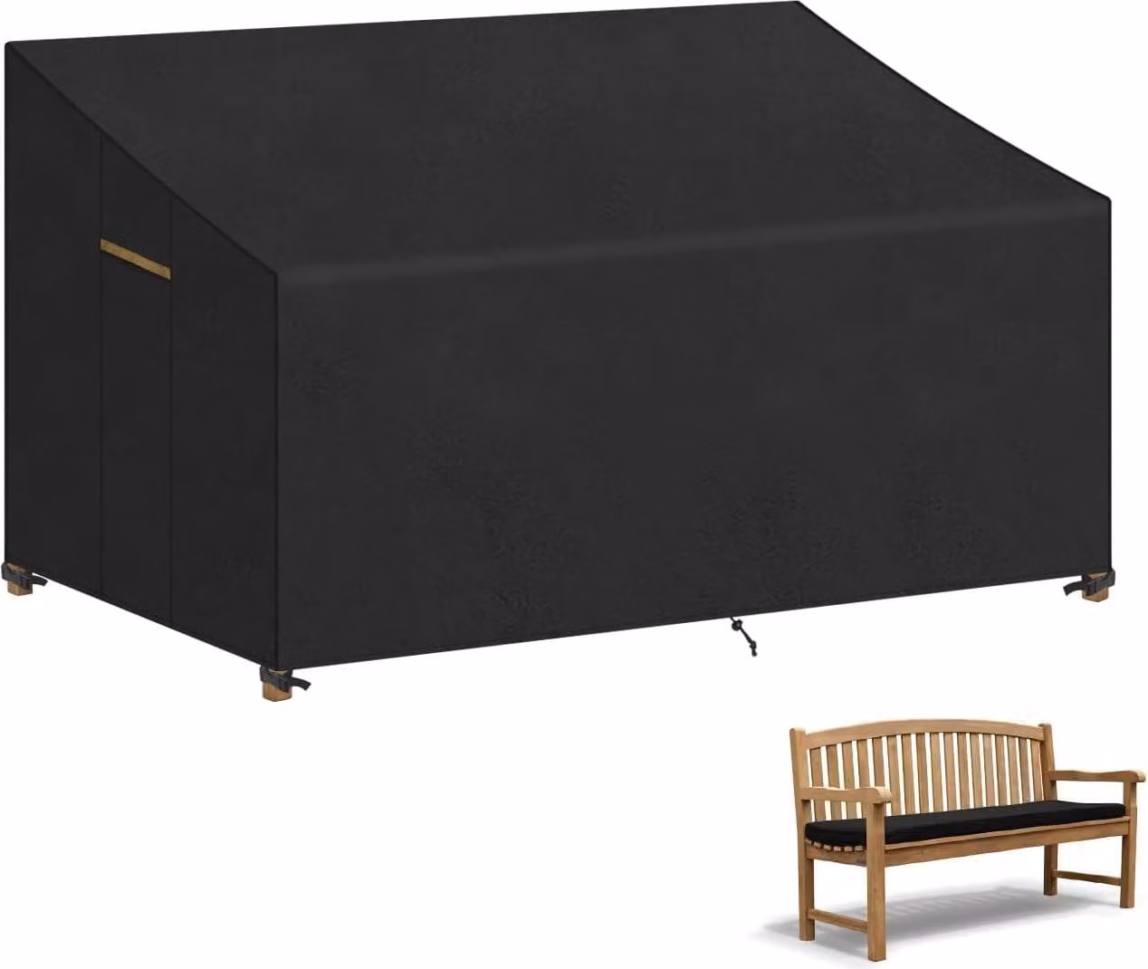 Copertura impermeabile per panchina da giardino - Proteggere la panchina - 1 pezzo - Nero - Polyrotan - 165 x 75 x 63/89 cm