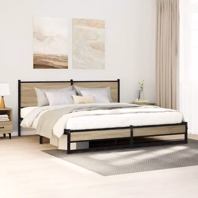 Giroletto in metallo e legno color rovere sonoma vidaXL L: 187 cm, P: 219 cm, H: 91,5 cm – 1