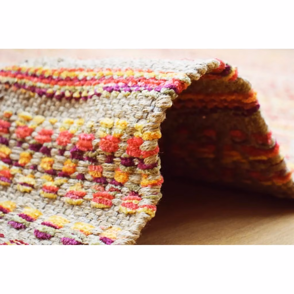 Tappeto intrecciato Sienna 700 di Kendra Home in juta e cotone rosso e multicolore – 2