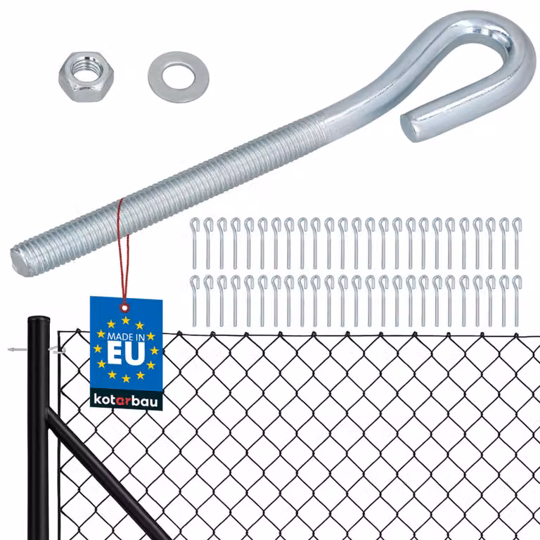 KOTARBAU® 50 Pezzi Tendifilo per Recinzione M10 Tenditore Filo Tendicavo per Filo Acciaio Tendifilo Chiuso Gancio a Vite con Dado e Rondella Argento