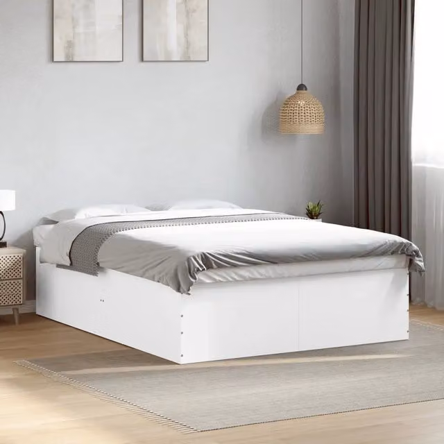 Letto moderno vidaXL bianco con cassetti in legno multistrato L/P/H: 203 x 160 x 45 cm – 1