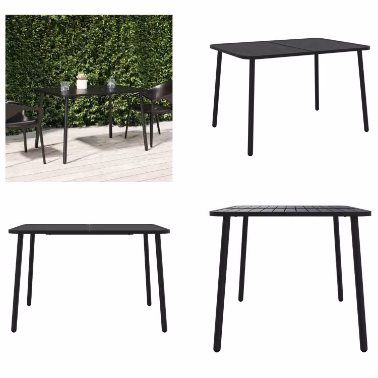 vidaXL Tavolo da giardino antracite 110x80x71 cm in acciaio - Tavolo da giardino - Tavoli da giardino - Tavolo da esterno - Tavolo da patio