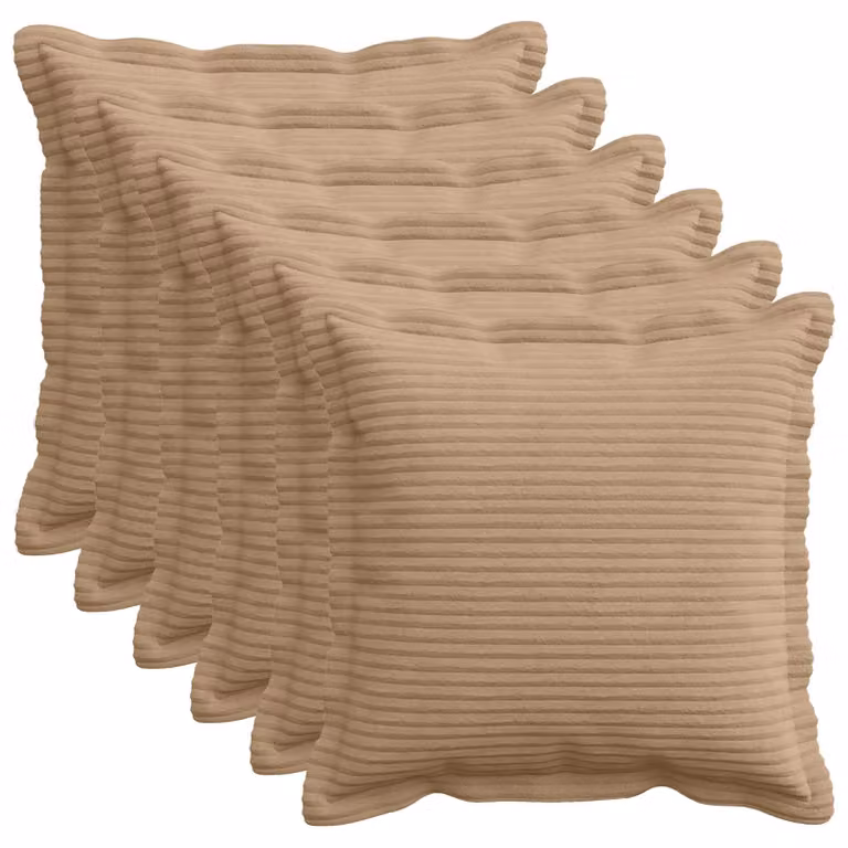 Set di 6 federe vidaXL HOUTEN in velluto a coste marrone, L 35 x P 35 cm