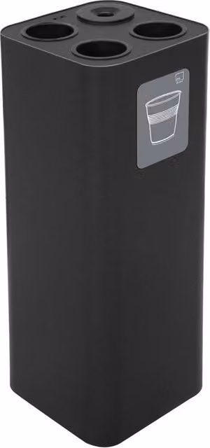 Pattumiera a Bidone da 60 L 30,2x30,2x 82,5 cm 3 Scomparti Tubolari e 1 Vaschetta in Acciaio Verniciato Nero