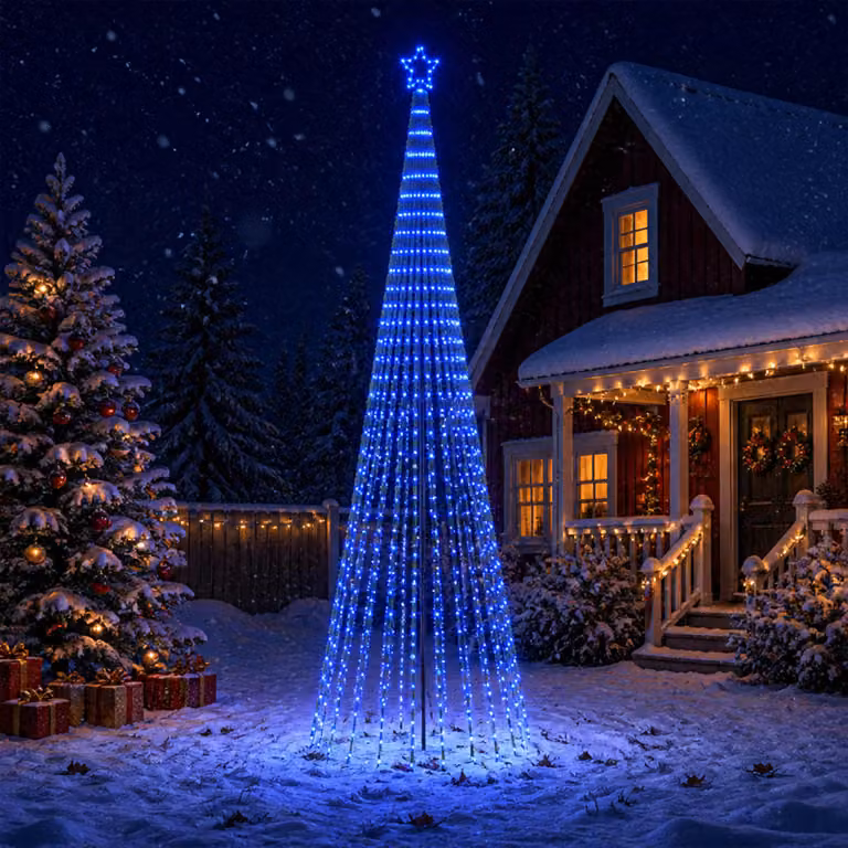 vidaXL Albero di Natale LED 400 cm 1028 LED Blu Acciaio Nero