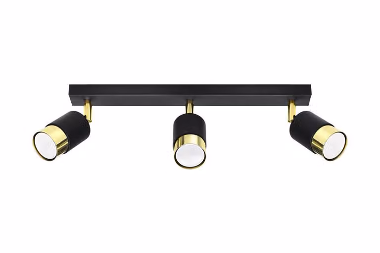 Lampada da soffitto NERO 3 nero/oro 3xGU10 10W acciaio 18x5x45cm Sollux Lighting